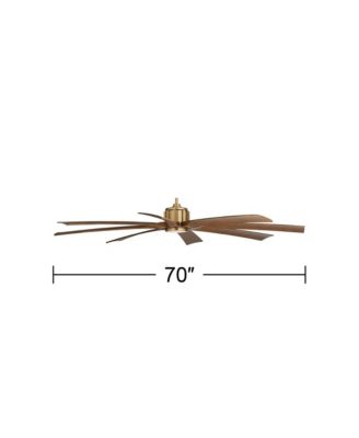 70" Defender Indoor Outdoor Ceiling Fan 8 Blade LED Light Remote Control Soft Brass Motor Koa Finish Blades Damp Rated