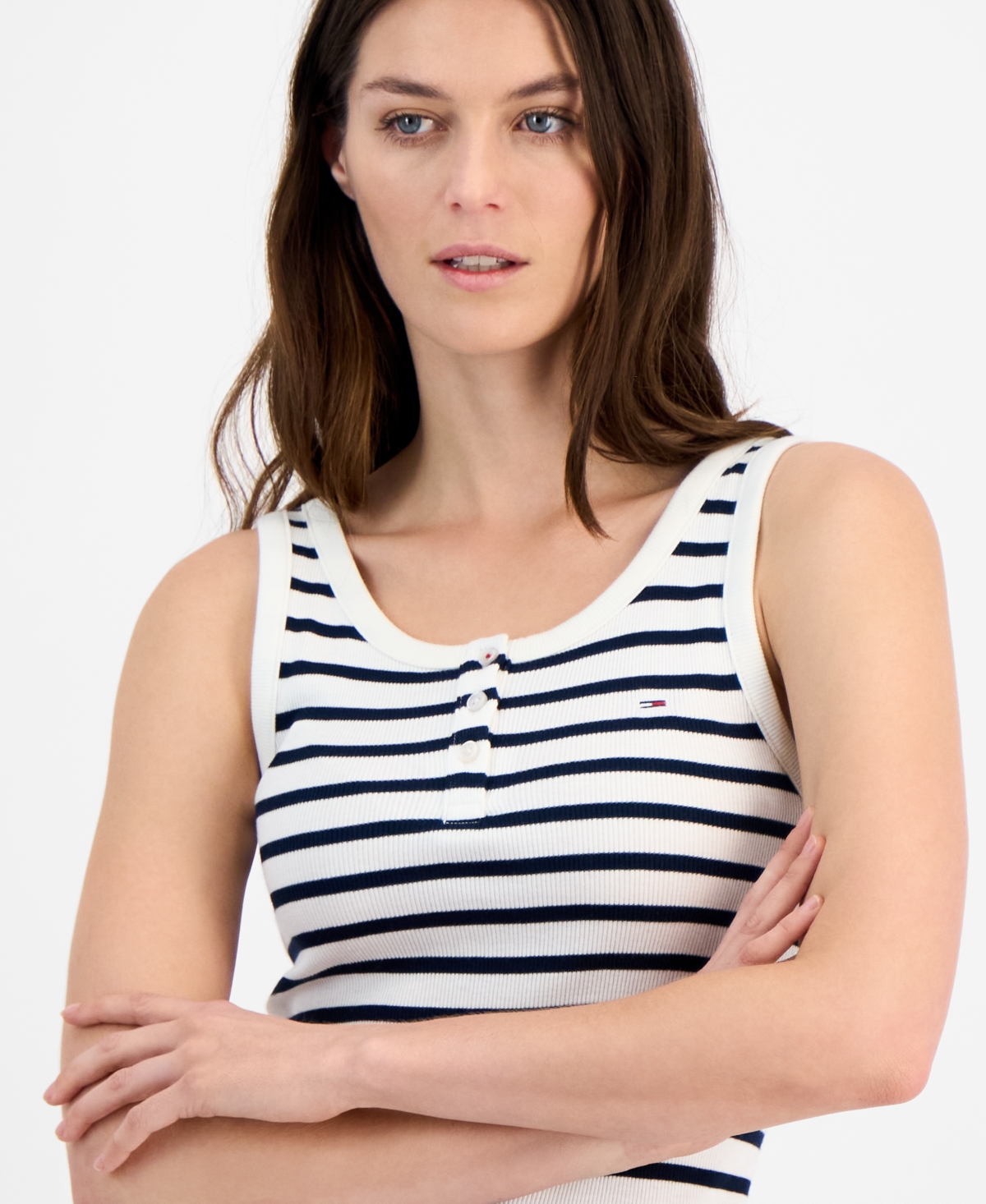 Tommy Jeans Women's Striped Tank Midi Dress -white Stripe