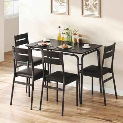 5 Piece MDF Dining Table for 4, Small Table and Chairs Set of 5, Dinette Set for 4