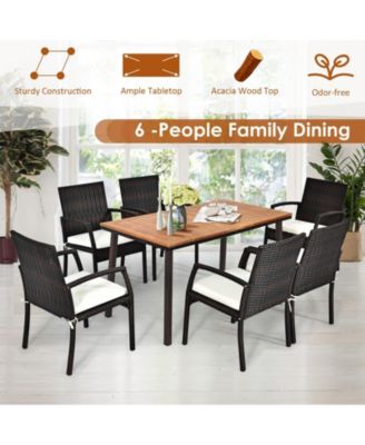 55 Inch Patio Acacia Dining Table with Umbrella Hole