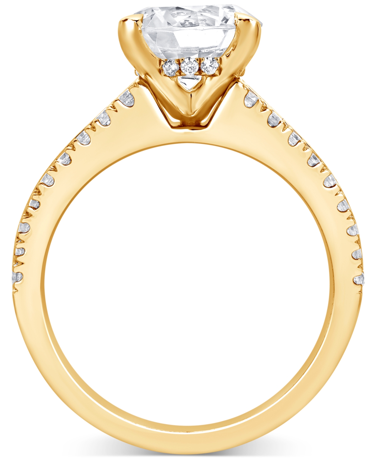 Badgley Mischka Igi Certified Lab Grown Two-row Diamond Engagement Ring (3 Ct. T.w.) In 14k Yellow, White Or Rose Go In Yellow Gold