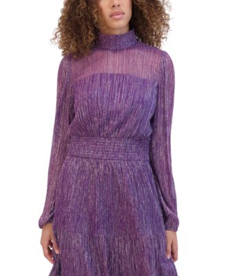 Women's Metallic Smocked Dress