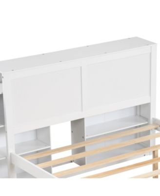 Kids Wooden Platform Bed with Trundle Storage Headboard-Full Size