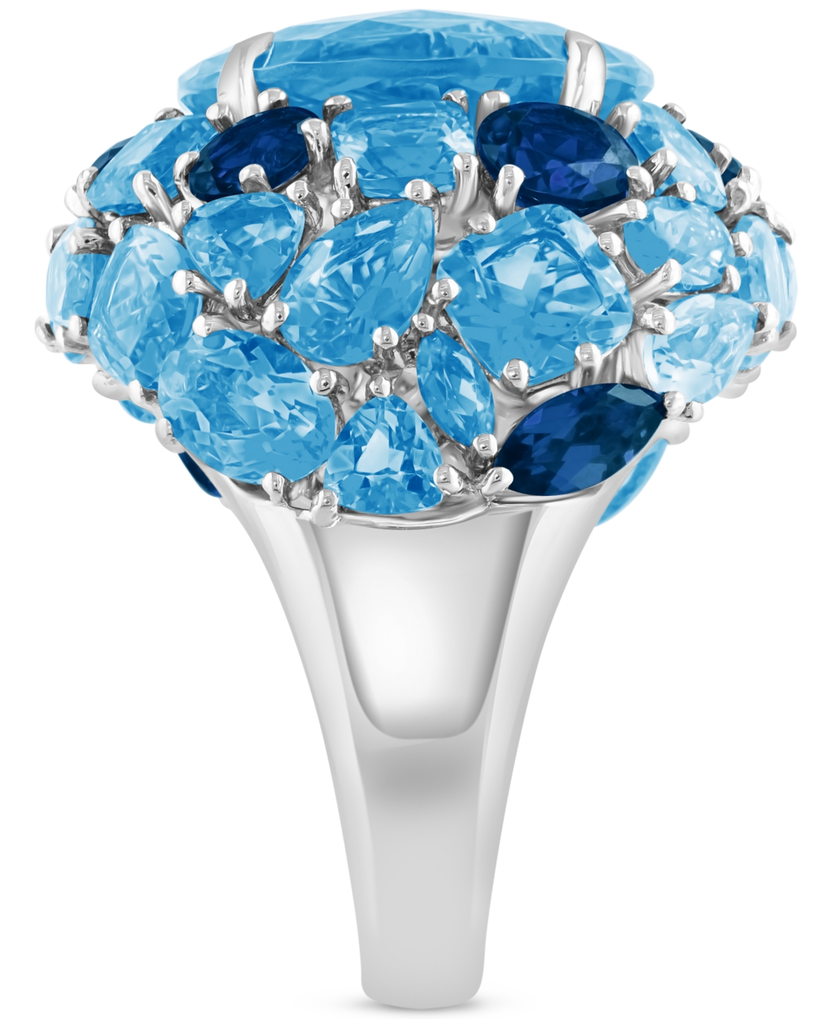 Shop Effy Collection Effy Blue Topaz (18 Ct. T.w.) & London Blue Topaz (3 Ct. T.w.) Cluster Ring In Sterling Silver (also