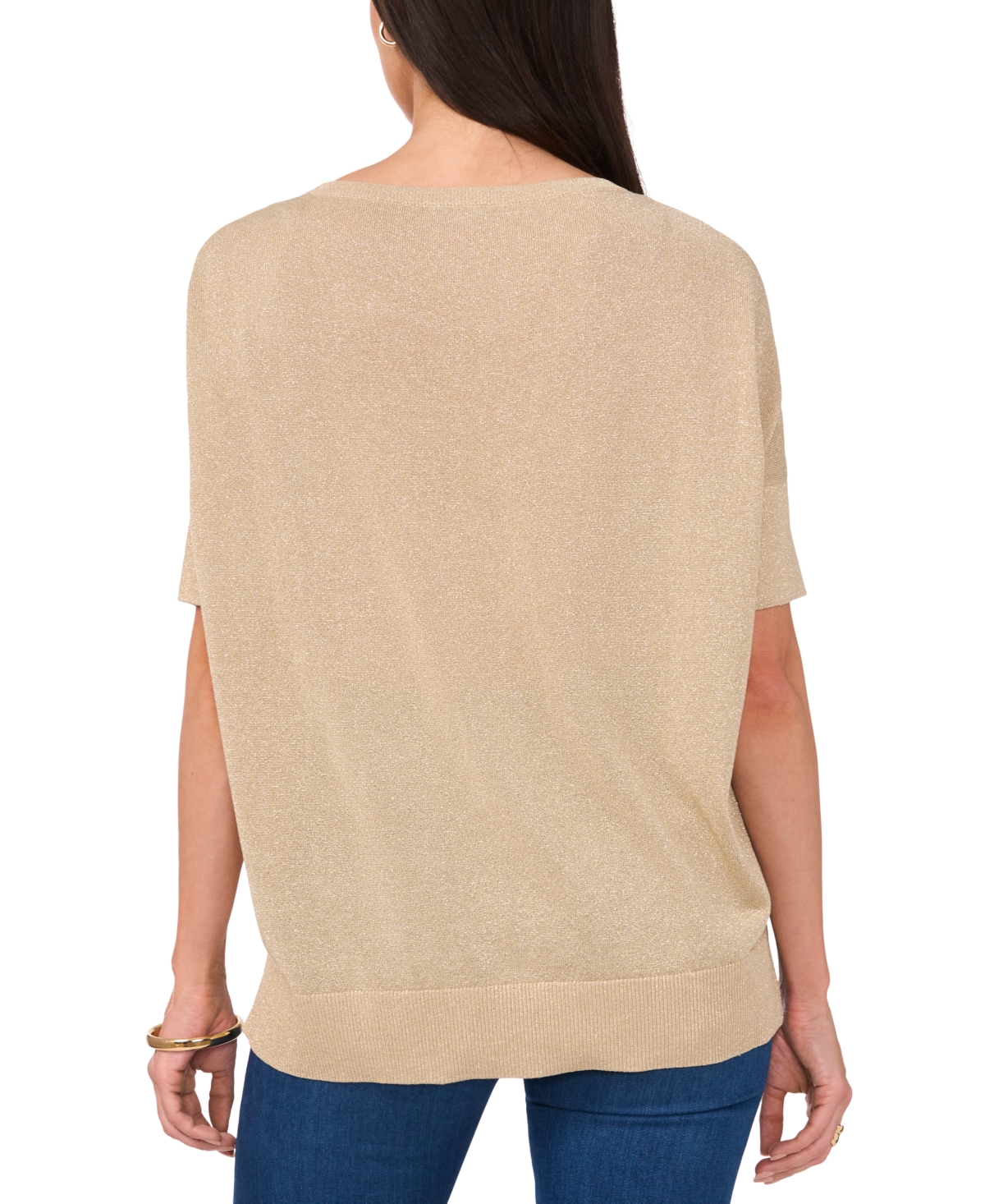 Shop Vince Camuto Women's Metallic Crewneck 3/4-sleeve Sweater In Glow Gold