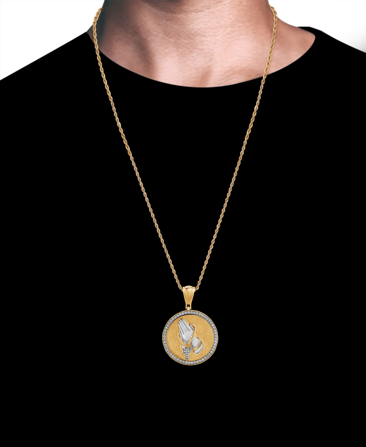 Blackjack Men's Cubic Zirconia Prayer Hands 24