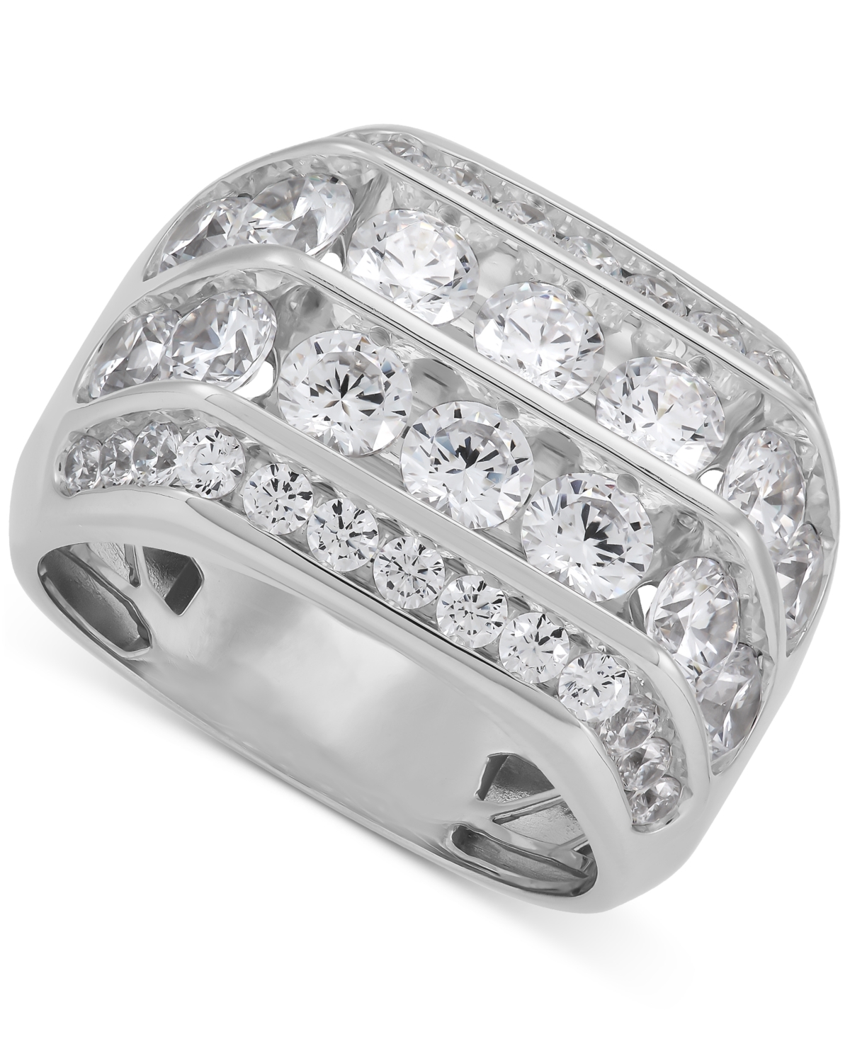 Men's Lab Grown Diamond Multirow Cluster Ring (5 ct. t.w.) in 10k White Gold - White Gold