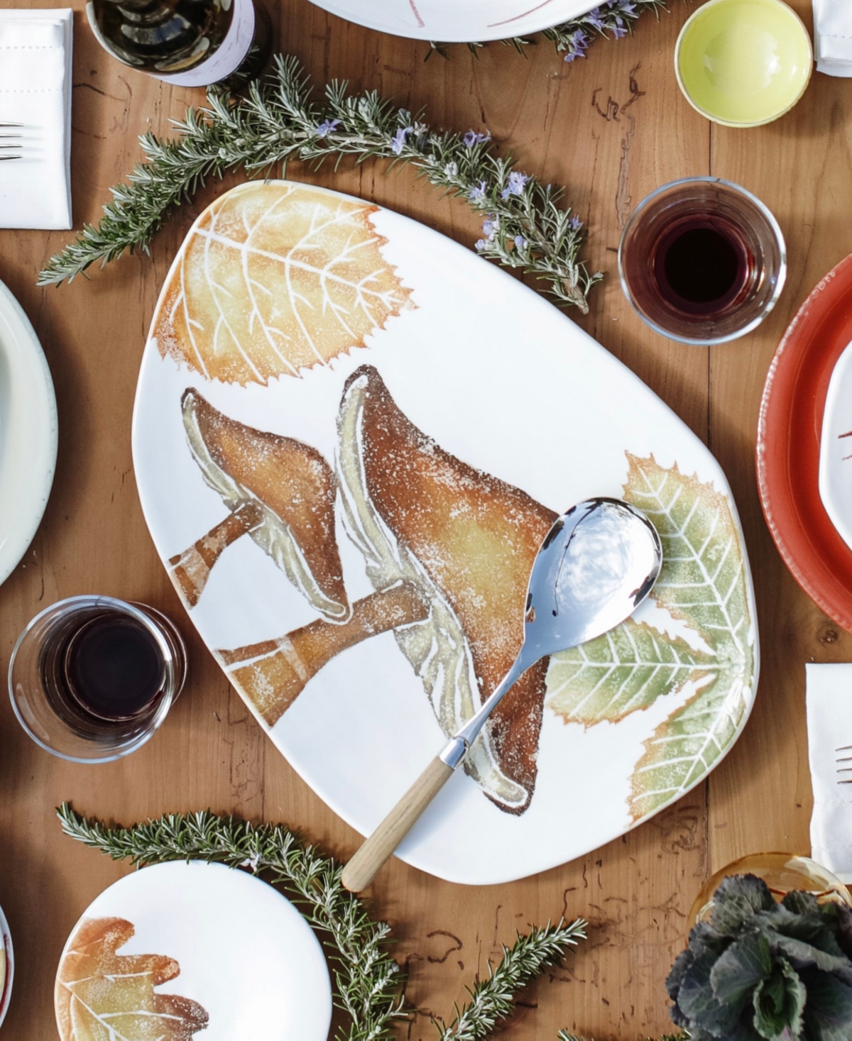Shop Vietri Autunno Mushrooms Oblong Oval Platter In Brown