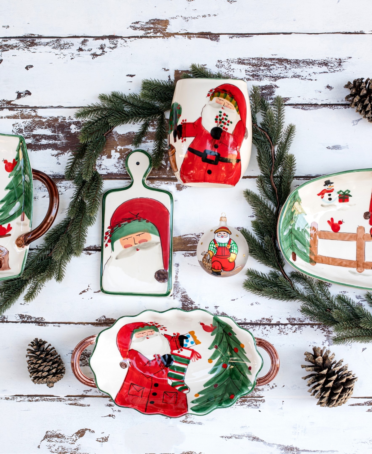 Vietri Old St. Nick Handled Square Platter In Red