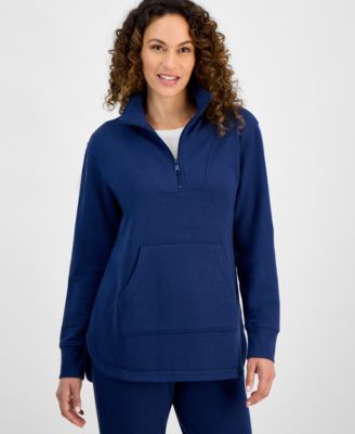 Petite Luxsoft Fleece Quarter-Zip Long-Sleeve Sweatshirt, Exclusively at Macy's 