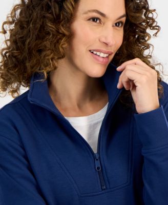Petite Luxsoft Fleece Quarter-Zip Long-Sleeve Sweatshirt, Exclusively at Macy's 