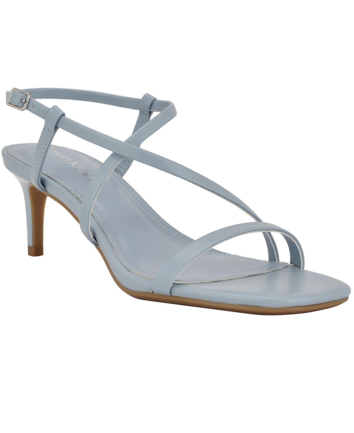 Shop Calvin Klein Women's Ishaya Strappy Low Stiletto Sandals In Light Blue