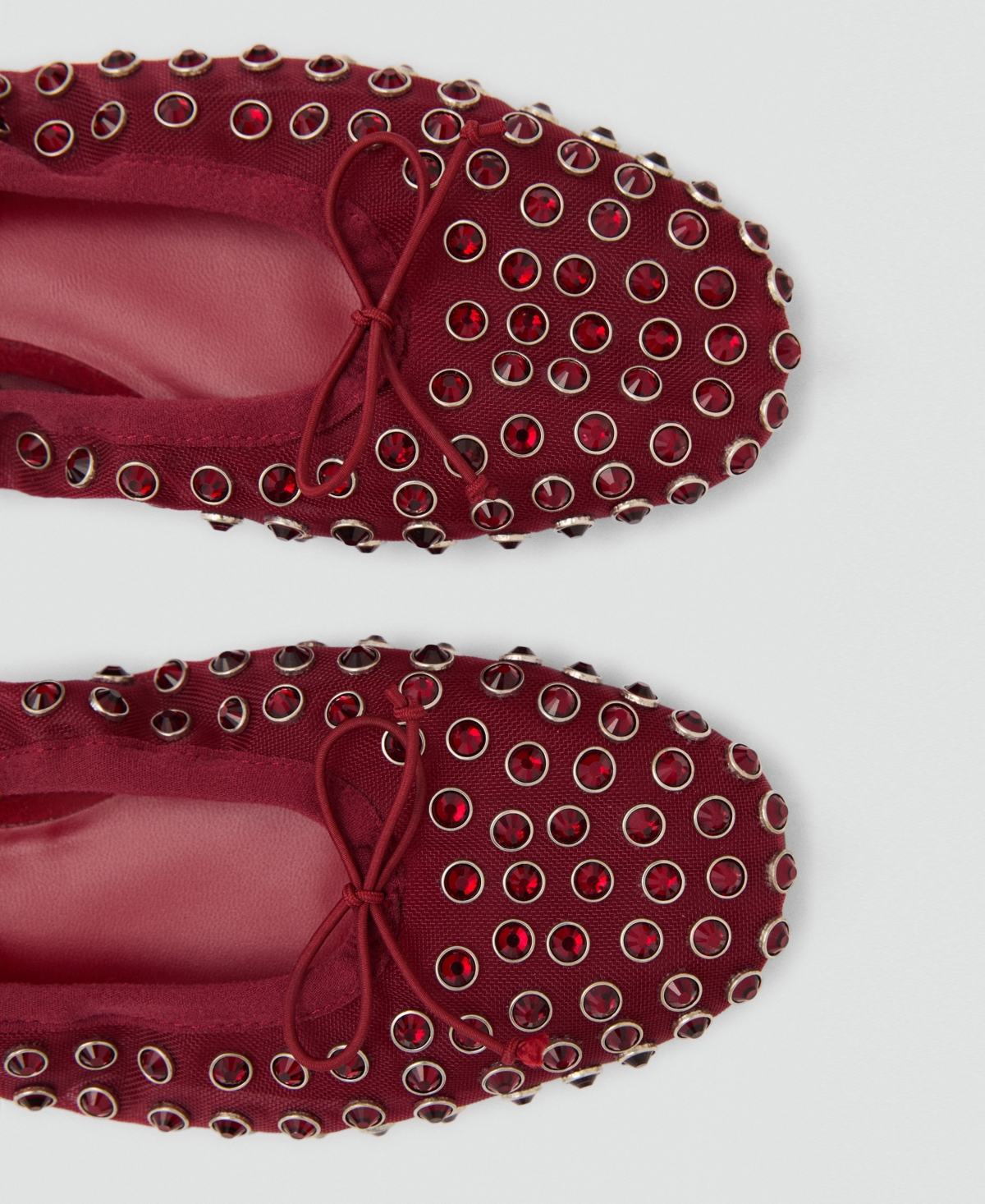 Mango Women's Studded Mesh Ballerina Shoes