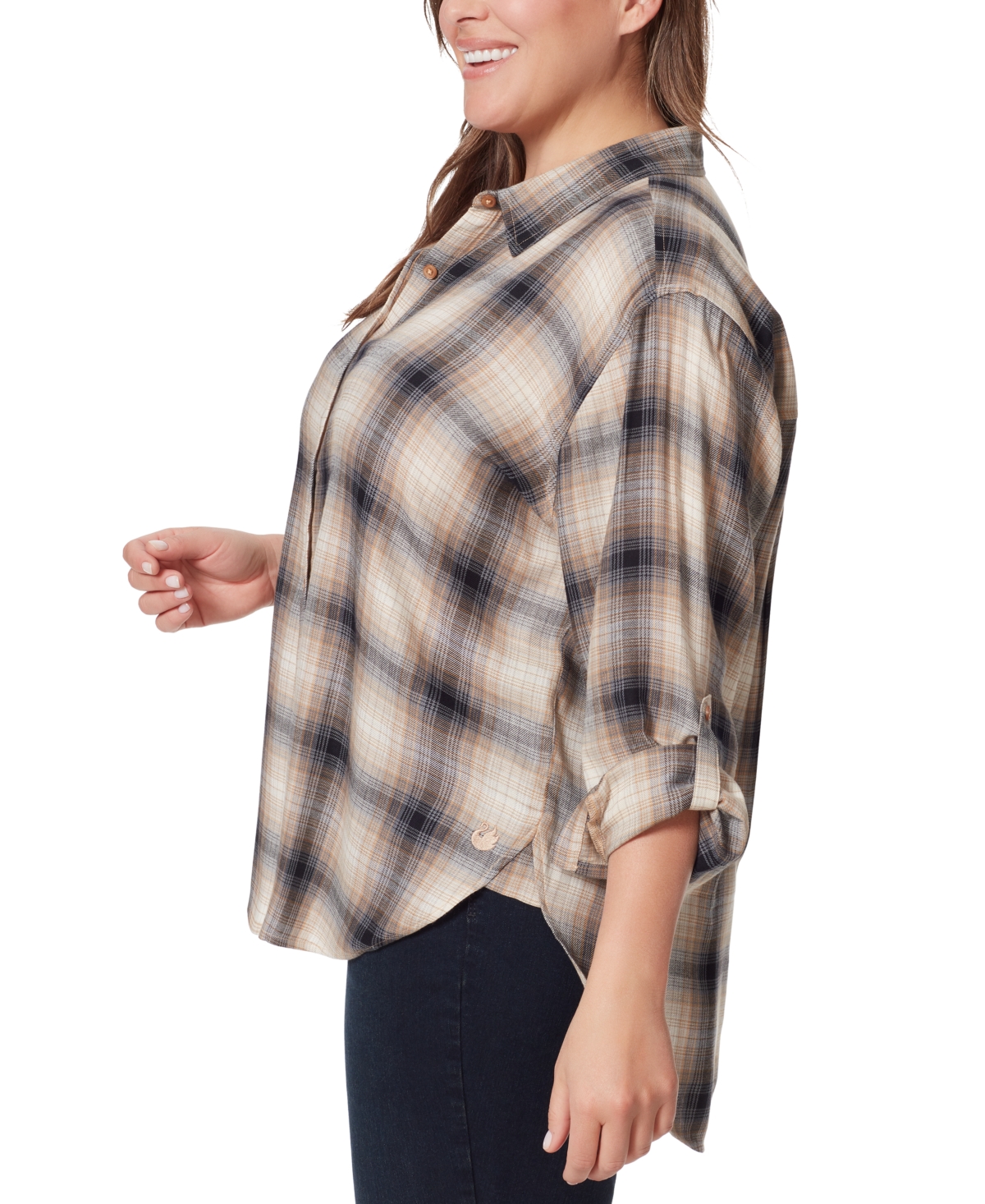 Gloria Vanderbilt Plus Size Amanda Plaid Button-Front Shirt