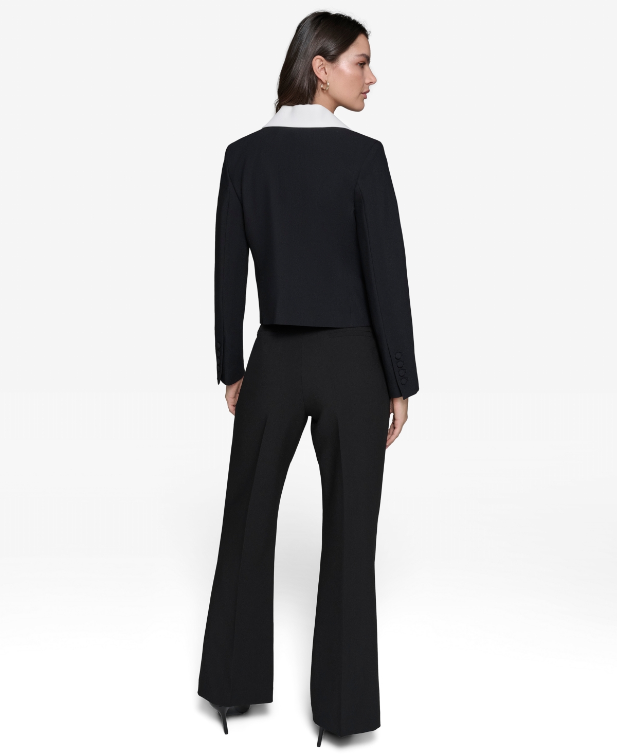 Karl Lagerfeld Women's Colorblocked Lapel Blazer In Black Combo Soft White