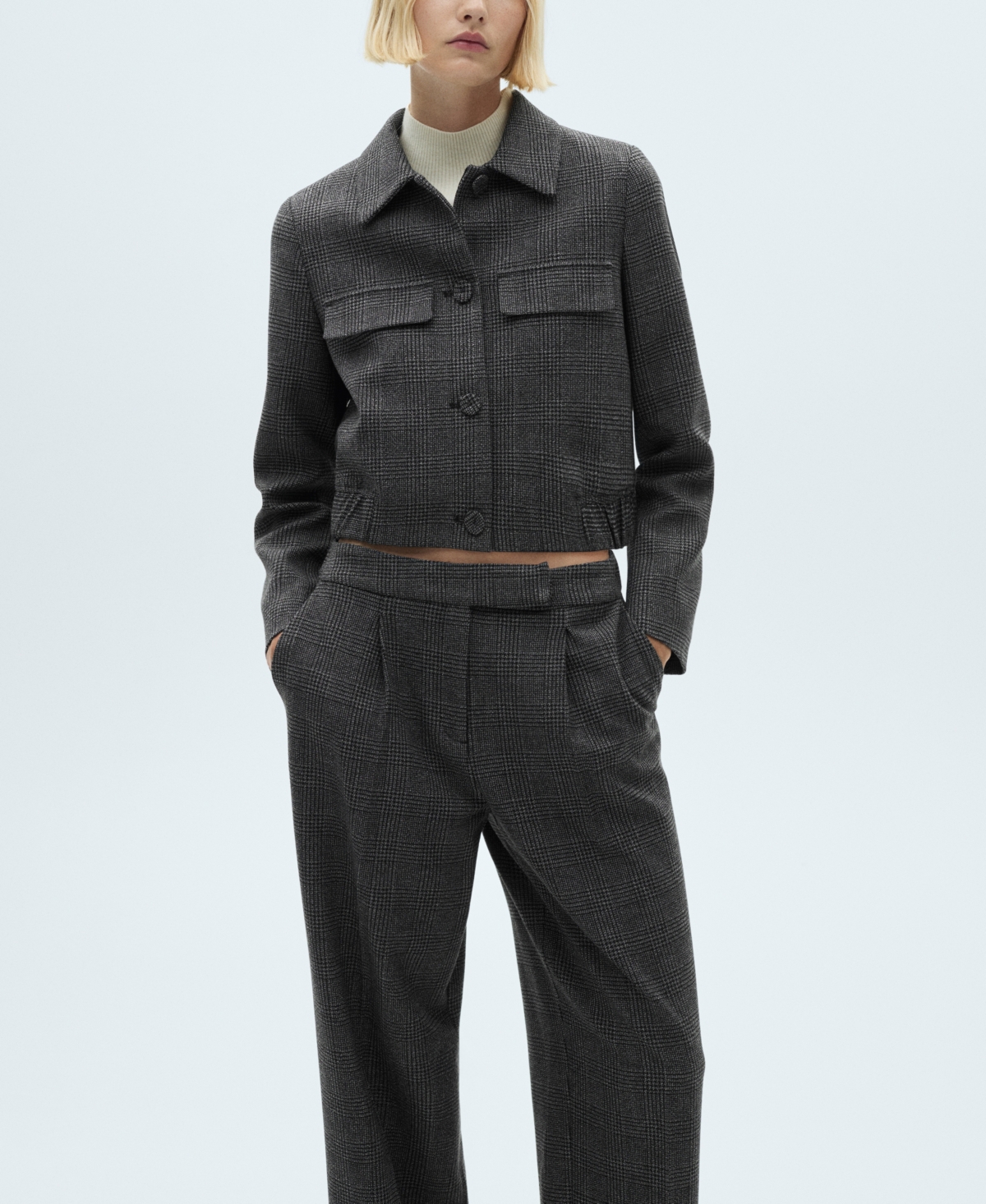 Mango Women's Tweed Straight Pants In Black