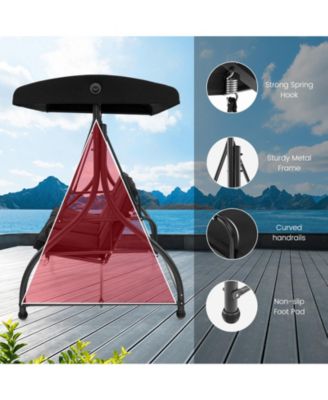 3 Seat Outdoor Porch Swing with Adjustable Canopy-Black