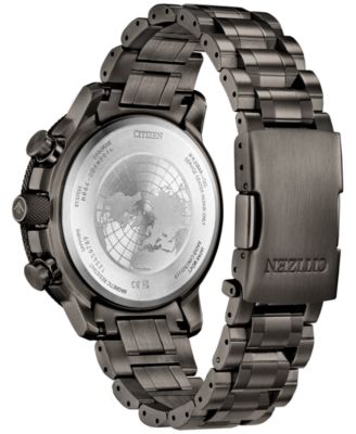 Eco-Drive Men's Chronograph Promaster Geo Trekker Gray-Tone Stainless Steel Bracelet Watch 46mm