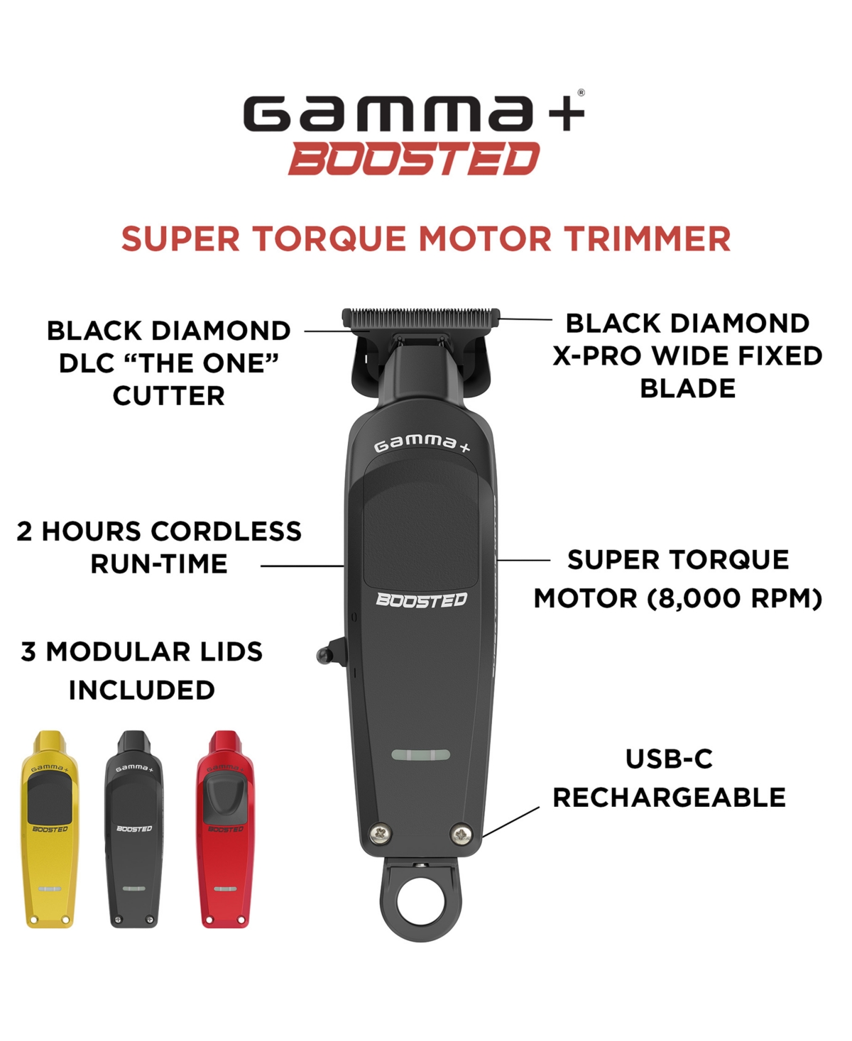 Gamma+ Boosted Professional Hair Trimmer In Red,black,gold