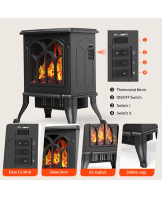 16in 1500W Electric Fireplace 3D Flame Space Heater Indoor