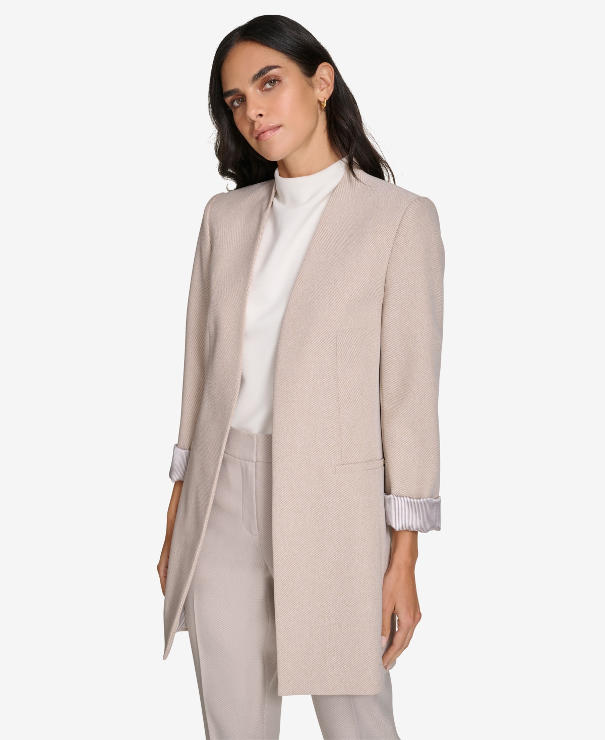 Calvin Klein Women's 3/4-Sleeve Open-Front Jacket -cream
