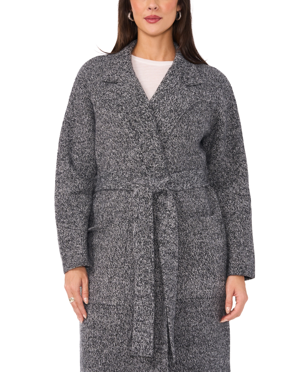 Shop Vince Camuto Women's Tie-front Duster Cardigan In Medium Heather Grey