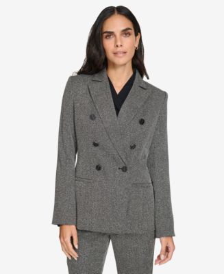 Calvin Klein Womens Double Breasted Shawl Collar Blazer Black Size 10