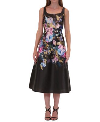 Women s Floral Embroidered Square Neck Dress