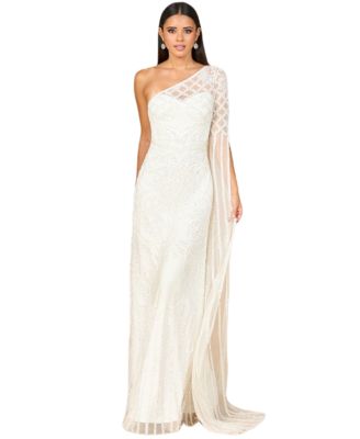 Women's One Sleeve Beaded Gown