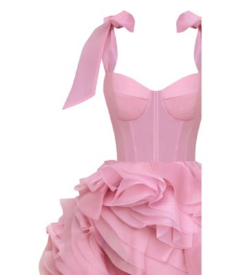 Women's Danceable Mini With Ruched Flower Appliques