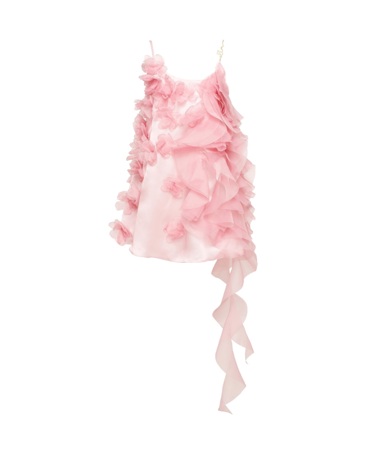 Milla Women's Romantic Ruffled Pk Mi Dress With Rose Appliques