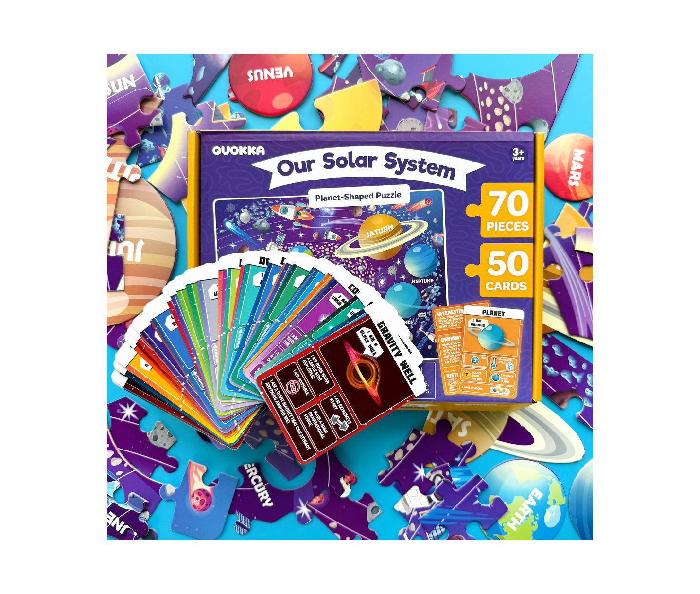 Детский пазл Quokka World Map 70 Pieces Jigsaw Puzzle, Ages 3+, цвет: Космический — фото 6