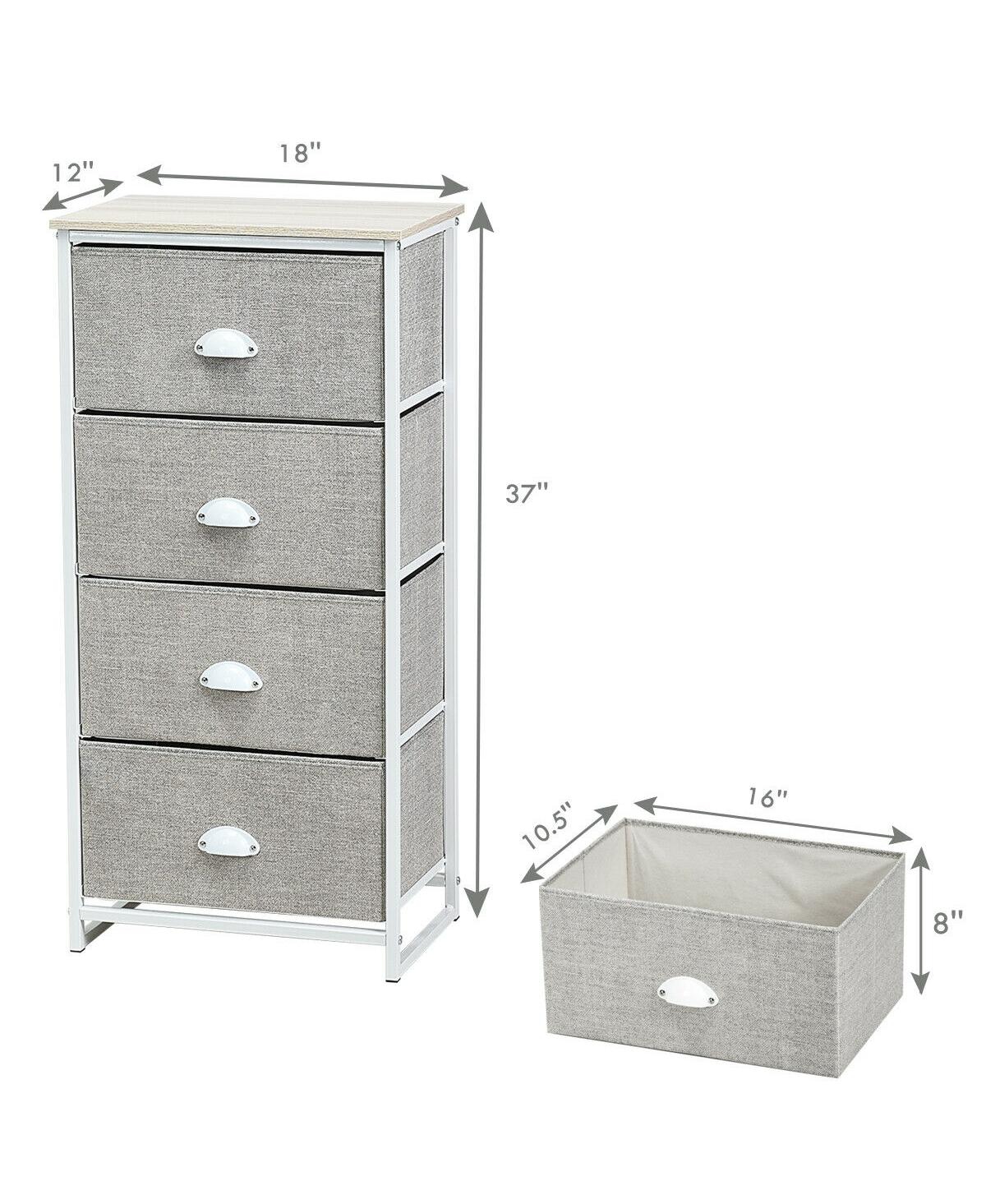Sugift Chest Storage Tower Side Table Display Storage with 4 Drawers-Gray