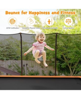 8 x 14 Feet Rectangular Recreational Trampoline with Safety Enclosure Net and Ladder-Orange