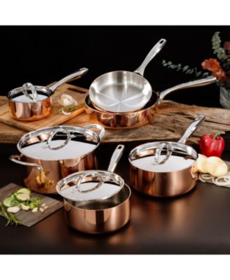 Vintage Tri-Ply Copper 5.5" Saucepan 1qt. with Lid, Polished