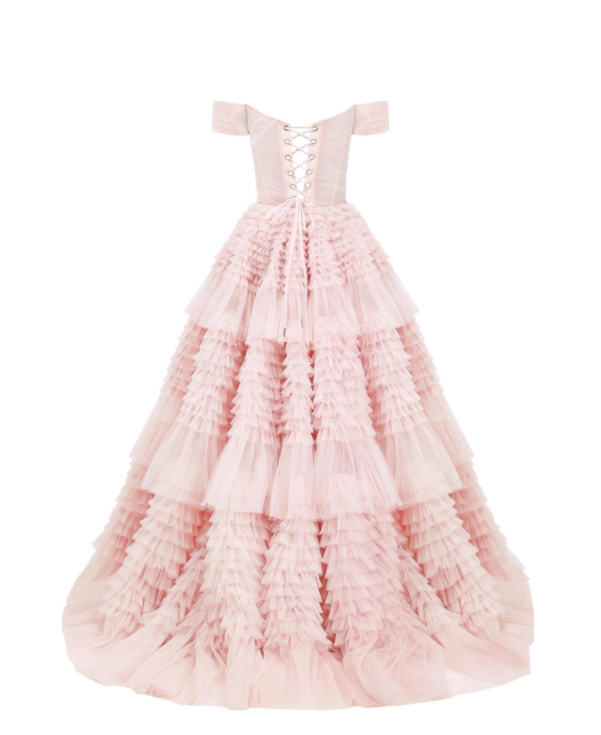 Milla Women'sOff-The-Shoulder Frill-Layered Gown - Misty rose