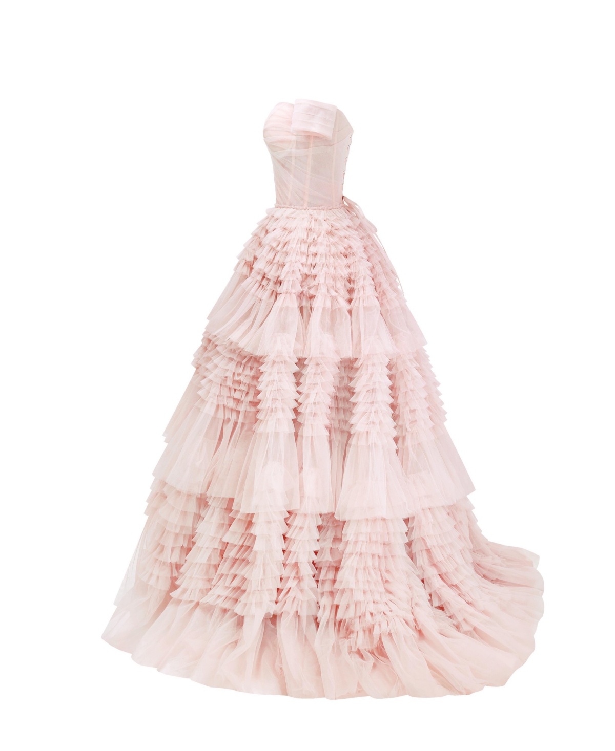 Milla Women'sOff-The-Shoulder Frill-Layered Gown - Misty rose