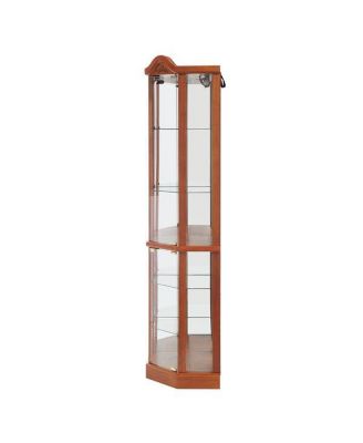 Elegant Glass Display Cabinet – Lighted Corner Curio for Living Room, Dining Room, or Entryway