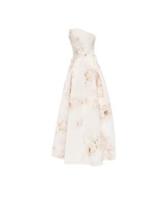 Women's Strapless Midi Dress With A Flower Print