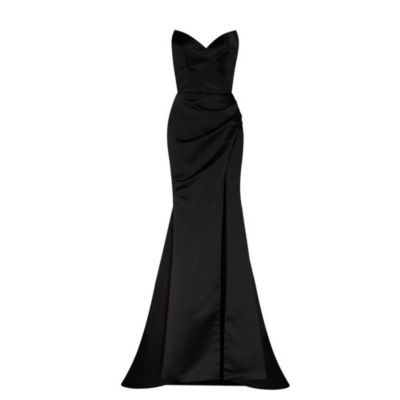 Womens Strapless Eveng Gown With Thigh Slit