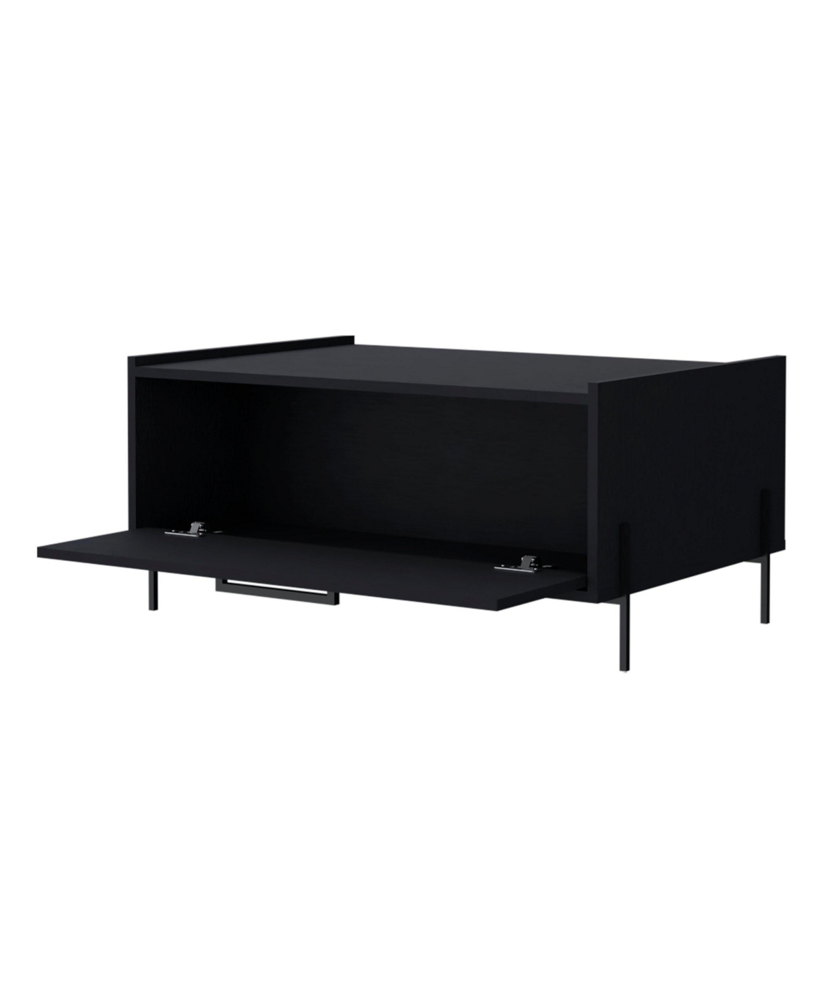 Fm Furniture Glendale Coffee Table with Flip-Down Door in Melamine,- Black