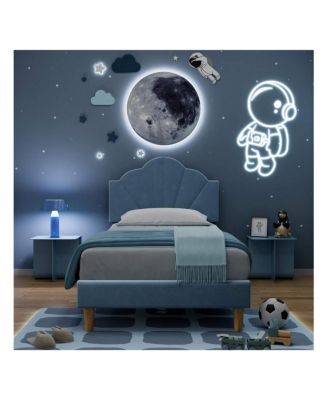 Twin Platform Bed Frame, Velvet Upholstered, Adjustable Headboard, Strong Wood Slats, Solid & Stable, Easy Assembly