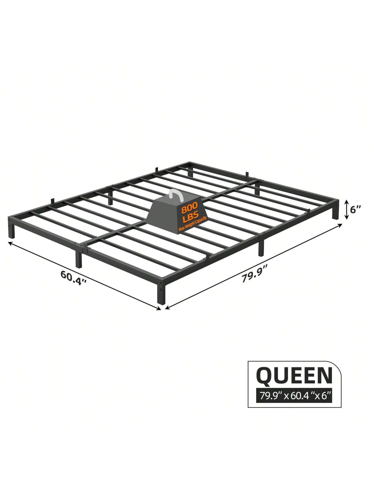 gaomon Bed Frame, 6-Inch Metal Low Platform Bed Frame, Bed Frame With Metal Slat Support, Mattress Foundation, No Box Spring Needed, Noiseless Design
