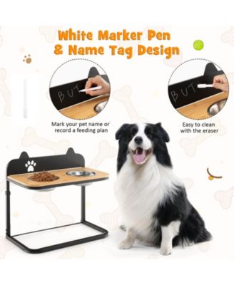 Dog Bowl Stand with 2 Stainless Steel Food Water Bowls