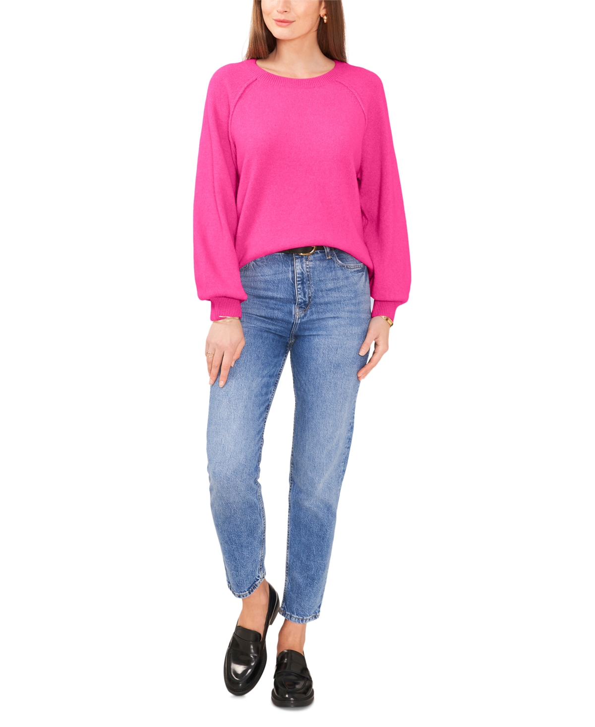 Vince Camuto Women's Crewneck Raglan Puff-Sleeve Sweater