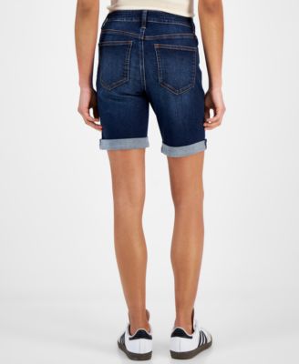 Juniors' Cuffed Hem Bermuda Denim Shorts