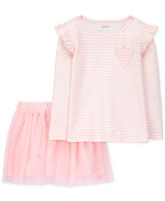 Carter's - Toddler Girls Striped Ruffled Shirt & Tutu Skirt Set