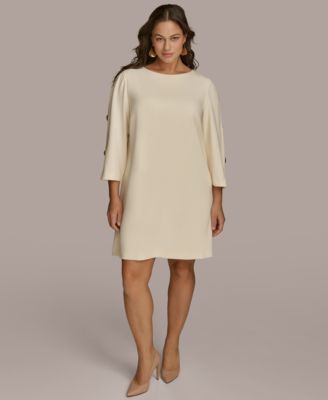 新作セール DKNY ワンピース 美ライン sheath dress Donna Karan New York Plus Size Boat-Neck Embellished-Slit