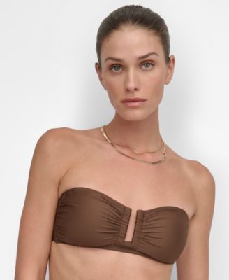 DKNY - Women's Shirred U-Wire Bandeau Bikini Top