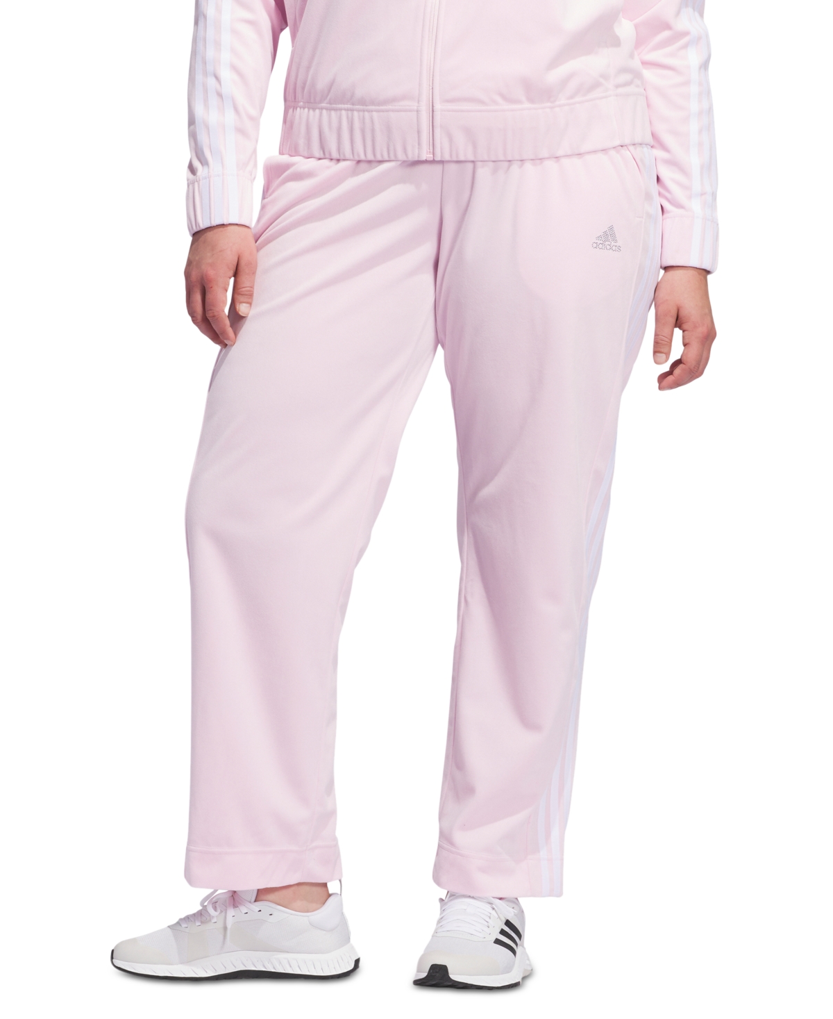 Shop Adidas Originals Plus Size Y2k Glam Velour Wide-leg Track Pants In Clear Pink